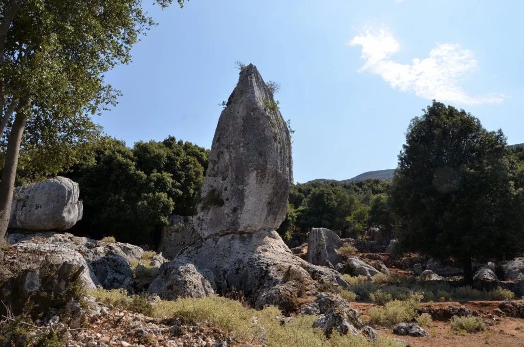 Araklis menhir near the village of Anogi, Ithaca