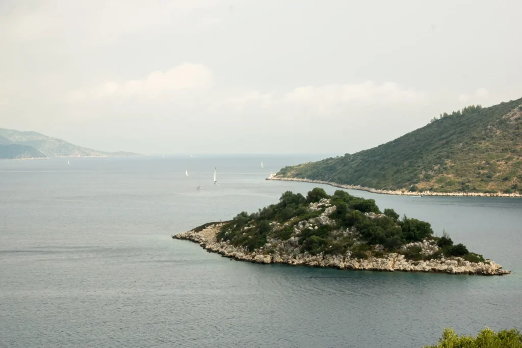 Islet in the sea below Olympia House