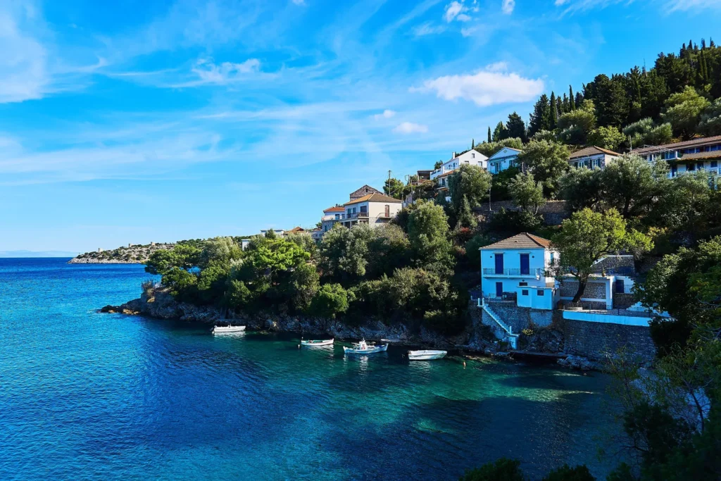 Ithaca island: seaside houses and a small harbour
