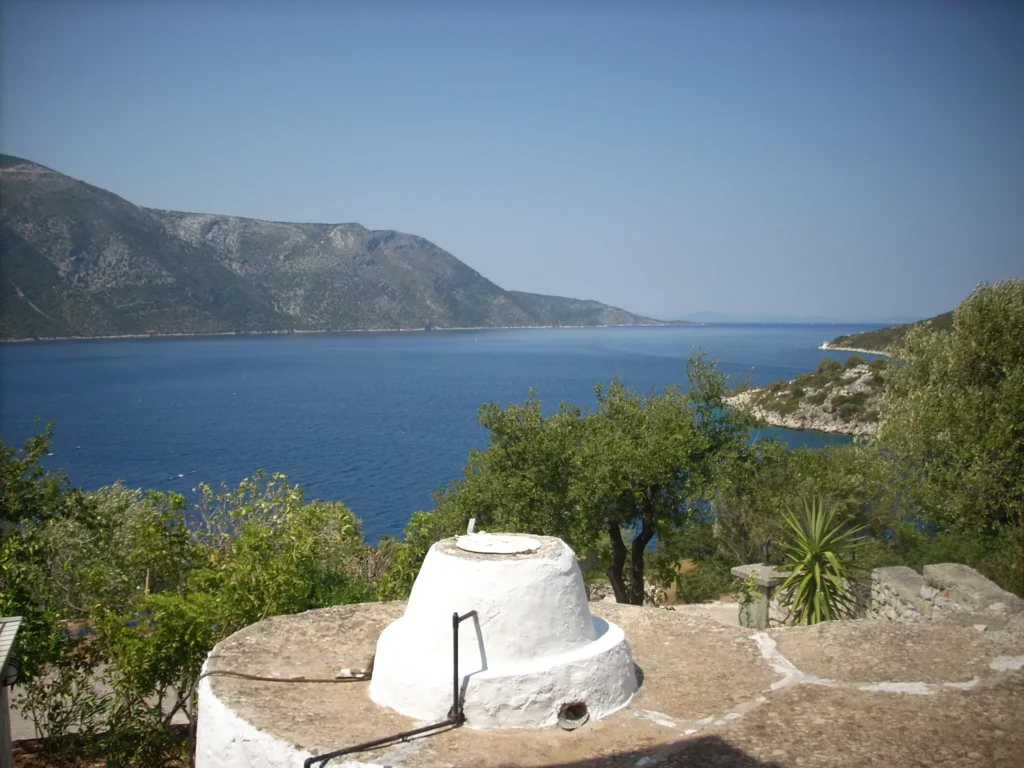 View of the Ionian Sea from the garden of Olympia House